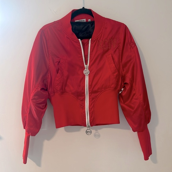 GCDS Red Puffer Jacket Bella hadid
